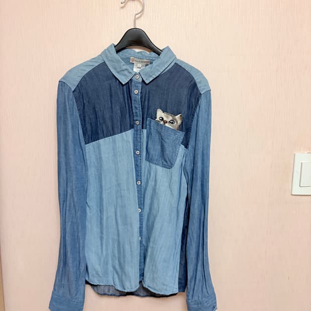 폴앤조 고양이 데님셔츠
