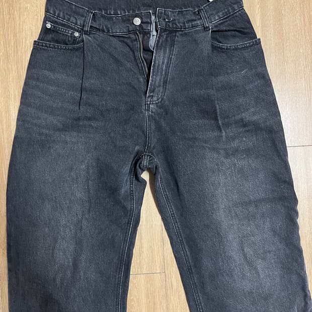 언어펙티드 원턱 와이드 데님 블랙 - M