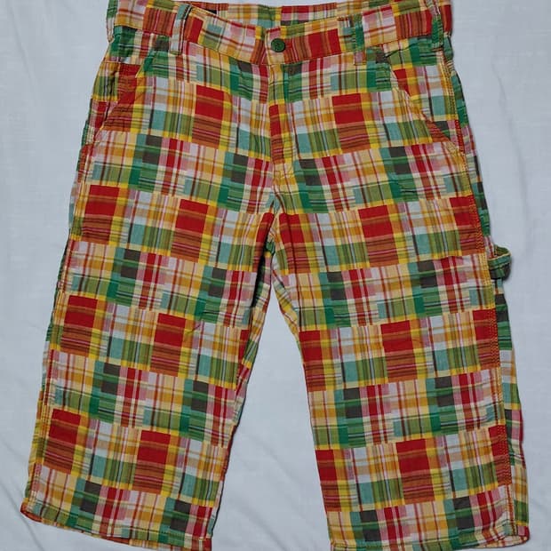 [M] 오슈코슈(OshKosh) 패치워크 마드라스 체크 워크 하프팬츠