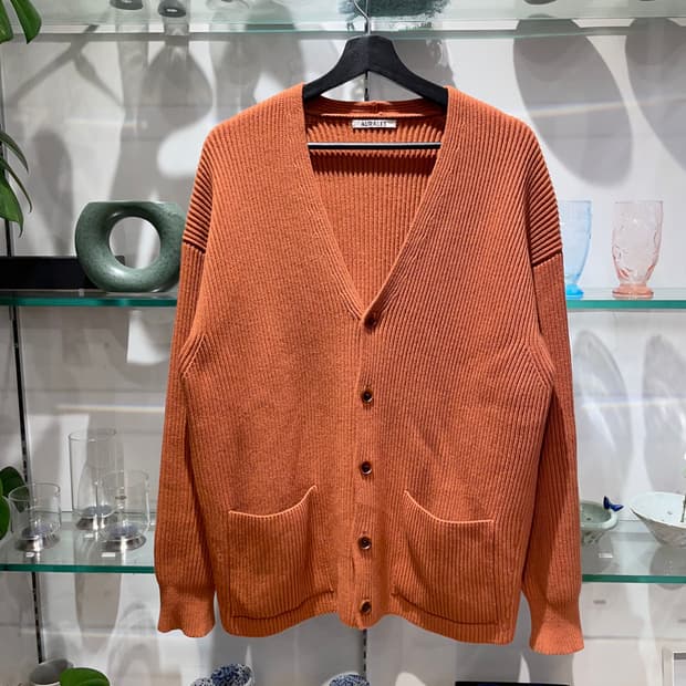 오라리 super fine rib knit cardigan