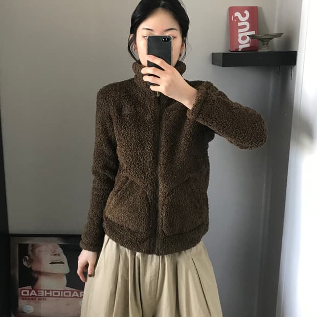 노스페이스 브라운 플리스집업