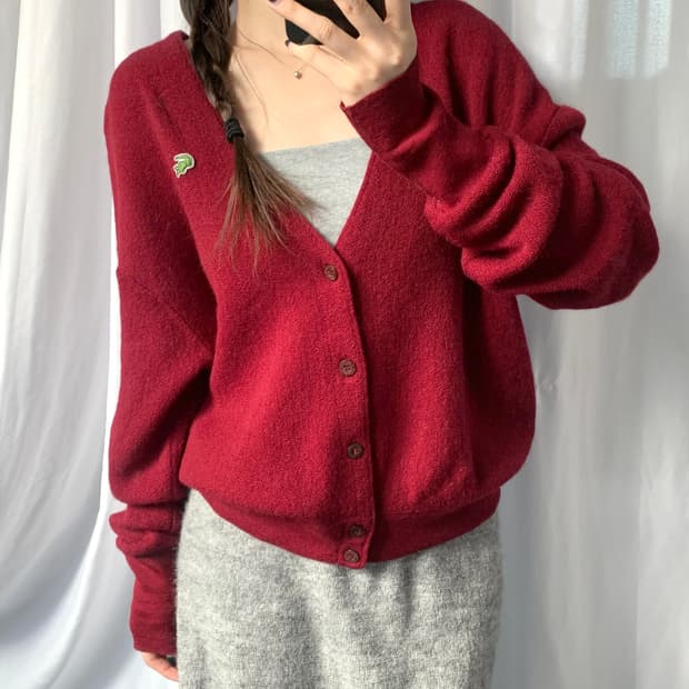 Lacoste 라코스테 레드컬러 울 가디건