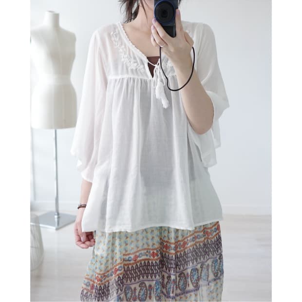 Olive des olive tassel embroidery blouse