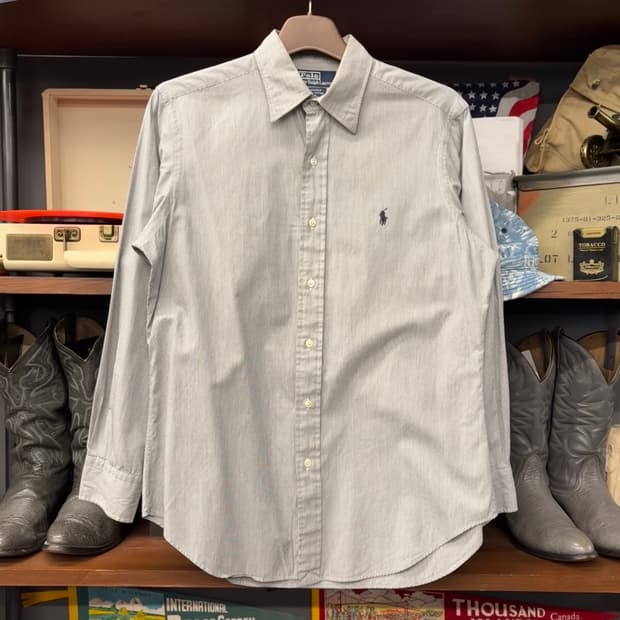 90s 폴로 랄프로렌 앤드류 라인 마이크로 스트라이프 셔츠 N1105