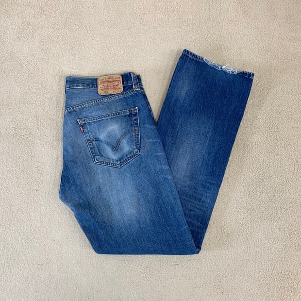 빈티지 리바이스 501 워싱 데님팬츠(35사이즈) 남자청바지 중청