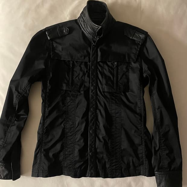 Japan jline black leather jacket (L)