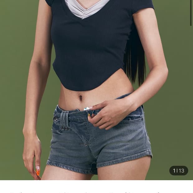 플리즈노팔로우 젤라인 레이어느 숏 슬리브탑 차콜