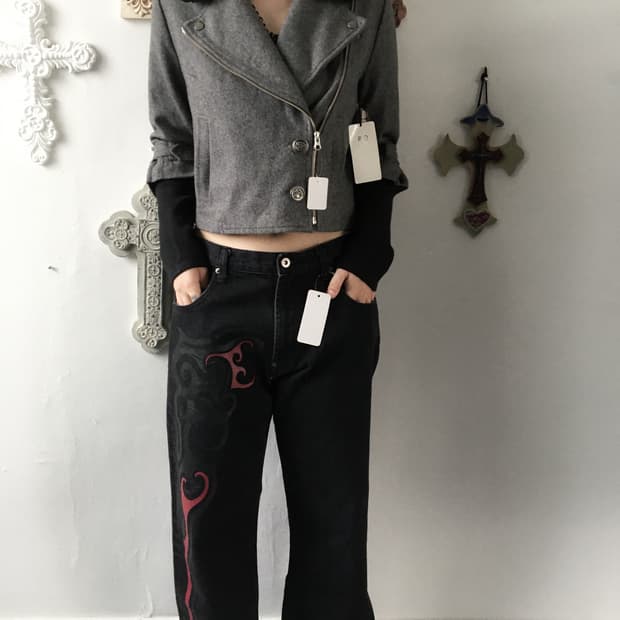 Fur trimming woolen rider jacket