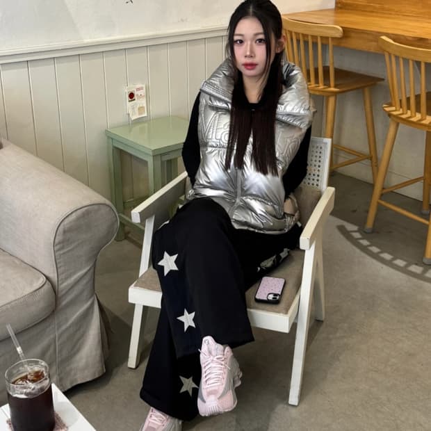 마뗑킴 실버 오리털 조끼패딩