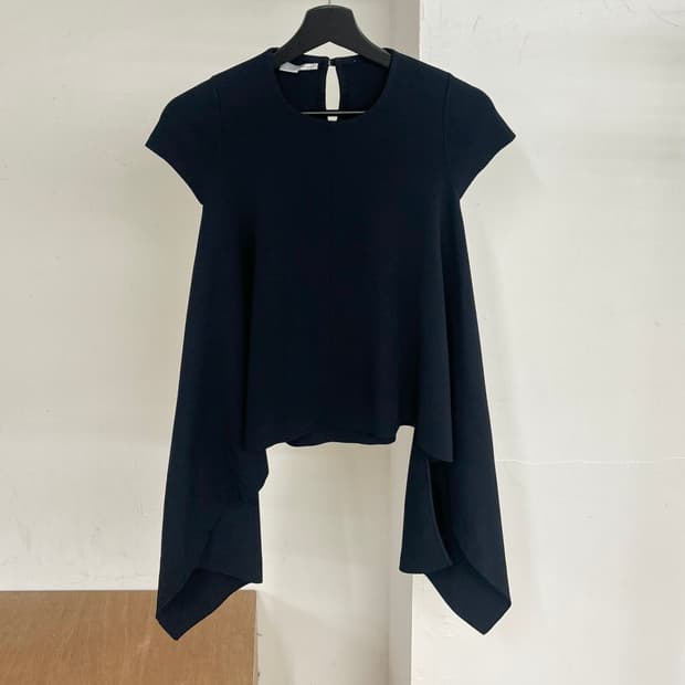 스텔라 맥카트니 네이비 드레이프 블라우스 티셔츠