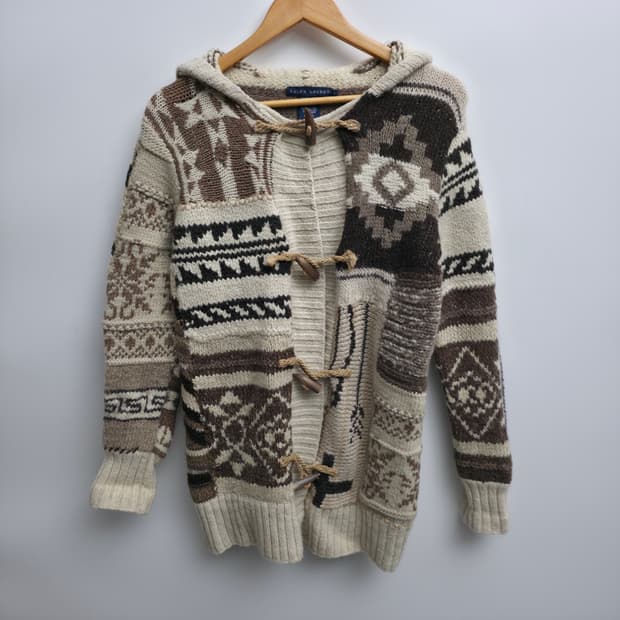 [L] 폴로 랄프로렌 노르딕 핸드 니트 후드 가디건