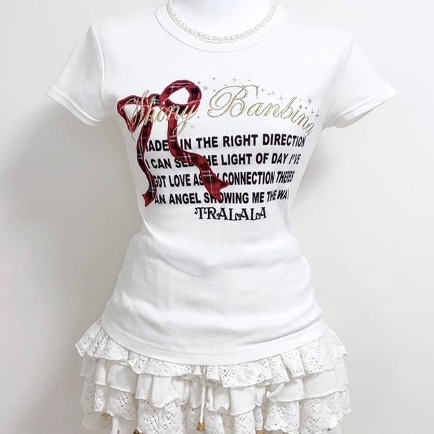 Tralala 트랄라라 캐캐체 반팔 딱붙탑 갸루 오네갸루 조지후쿠