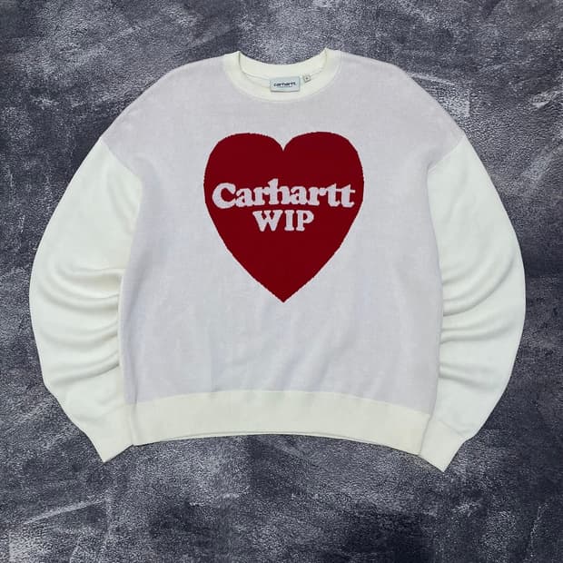 [정품] 칼하트 WIP 하트 로고 니트 크루넥 오프 화이트 S
