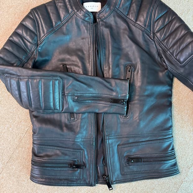 Sandro  옴므 패디드   바이트 레더 쟈킷  s 