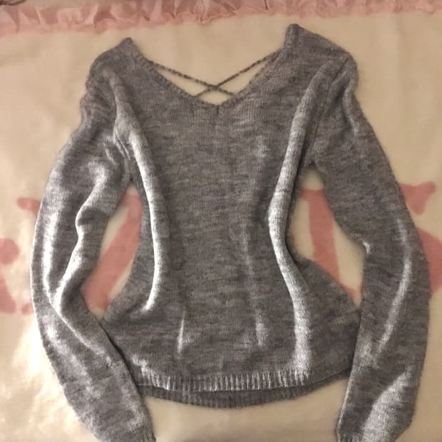 빈티지 모리걸 니트 그레이 오프숄더 갸루 오네갸루