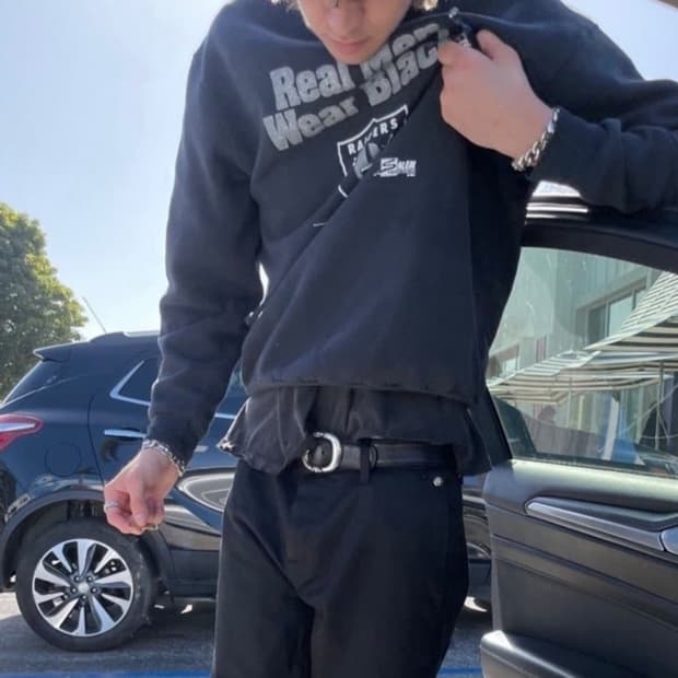 빈티지 레이더스 리얼 맨 웨어 블랙 래글런 스웻셔츠