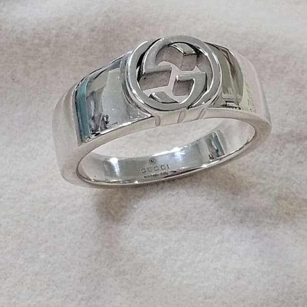 구찌 인터로킹 실버 반지 [12사이즈/실측11호 (정품)]
