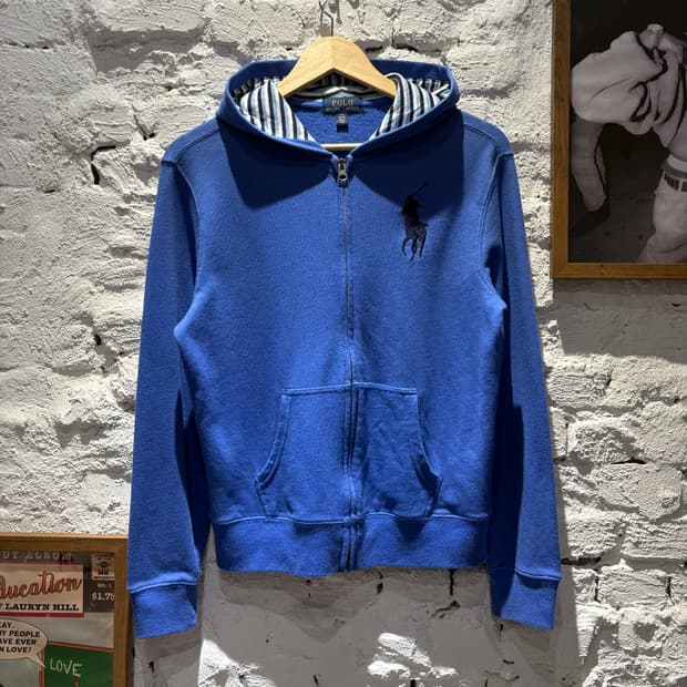 폴로 빅포니 블루 후드집업