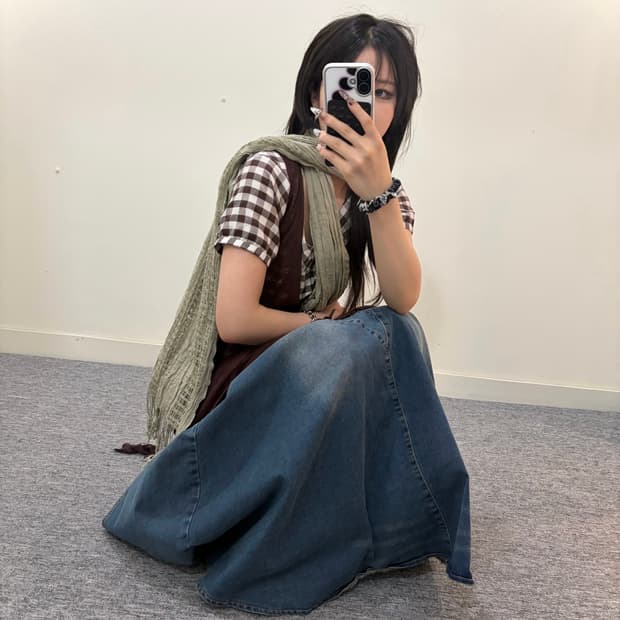 ・゚ * 워싱 패치워크 데님 스커트 ・゚ *