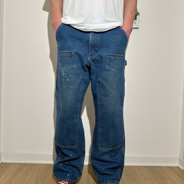 [33X30] 칼하트 B73 DST 더블니 데님 팬츠 루즈 오리지널 핏