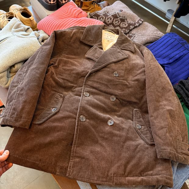 구스앤갠더 일본생산 코듀로이 피코트 