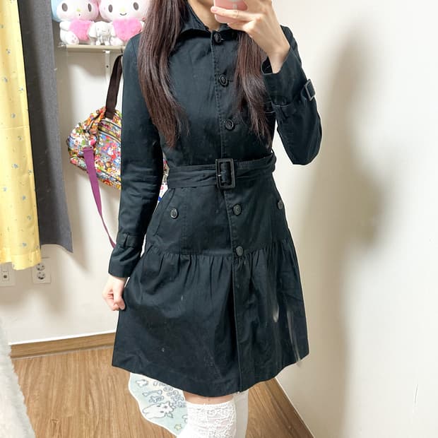 빈티지 블랙 원피스 벨트 코트 히메갸루 로걀 라떼 헤이세이 달천깔 고딕