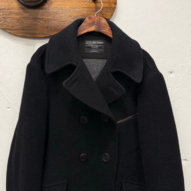 L) Ciaopanic Black Wool Pea Coat