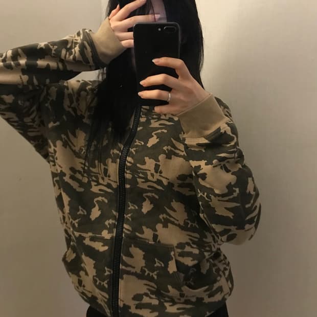 vintage 카모 후드집업