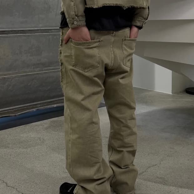 수아레 컷오프 다잉 팬츠 베이지