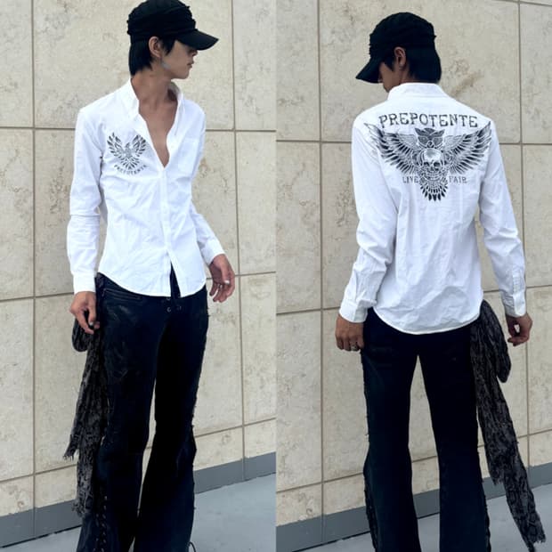 “Prepotente” Gothic Back Skull&Wings Pri