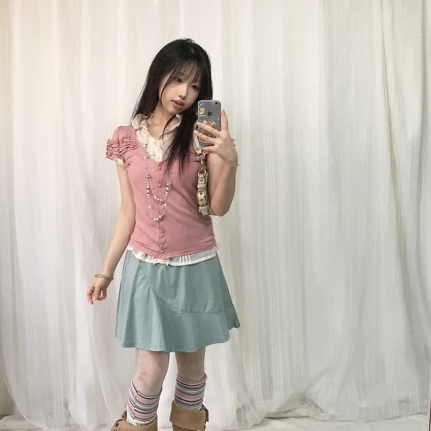 빈티지 핑크 민트 코디세트 