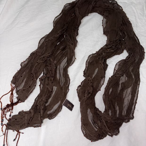 라떼갸루 모리걸 스카프 목도리 초코 브라운 빈티지 카모 몽글 모리 stc