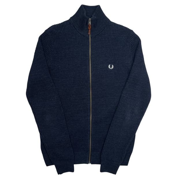 프레드 페리 네이비 골지 니트 집업 S