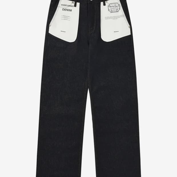 신앤리 오버턴드 포켓 생지 데님 팬츠 인디고