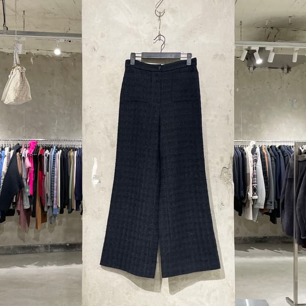 샤넬 유니폼 블랙 프론트 포켓 트위드 팬츠