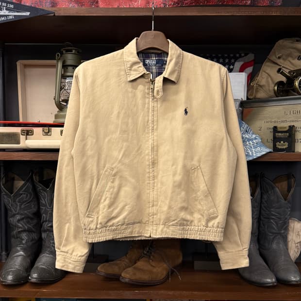 90s 폴로 랄프로렌 체크 라이닝 코튼 스윙탑 자켓 블루종 N651