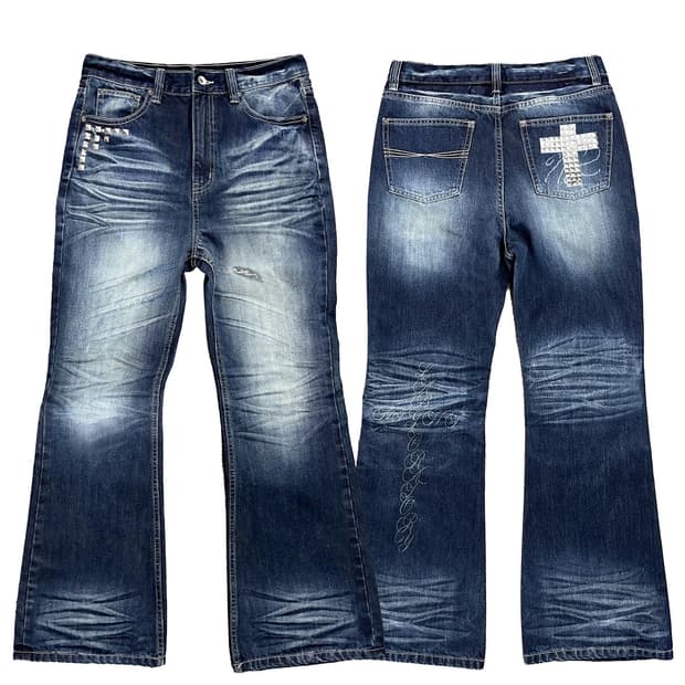 Rock Rivet Flared Jeans