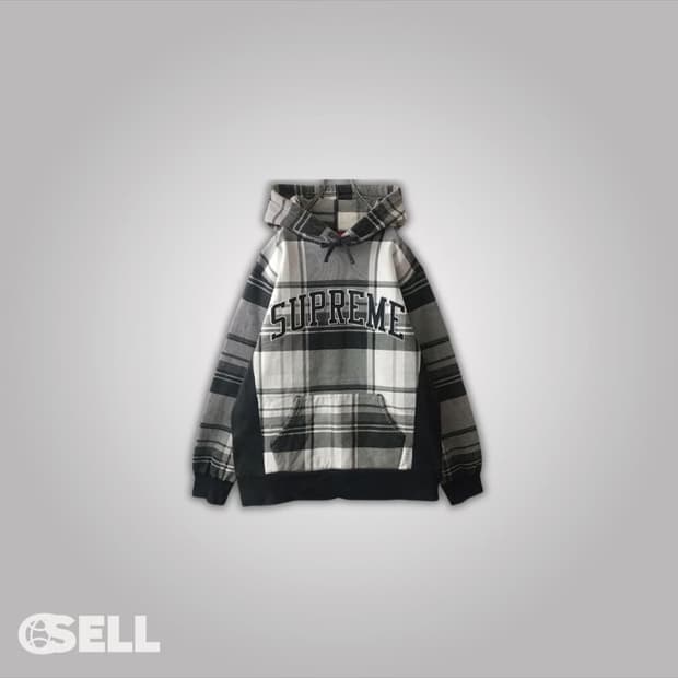 슈프림 체크 후드티 L  정품censell에서구매