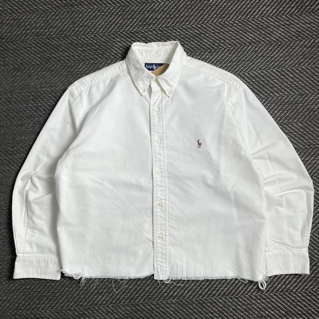 폴로 랄프로렌 옥스포드 화이트 컷팅 크롭 셔츠o 4815