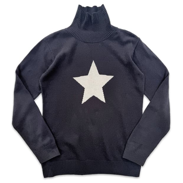 빈티지 네이비 스타 니트