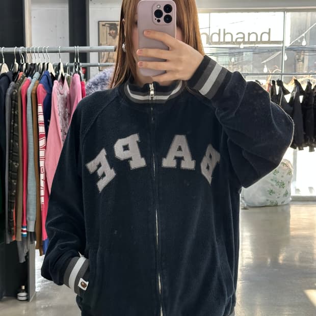 베이프 90s OG 스펠아웃  코튼트랙 투웨이 바시티자켓