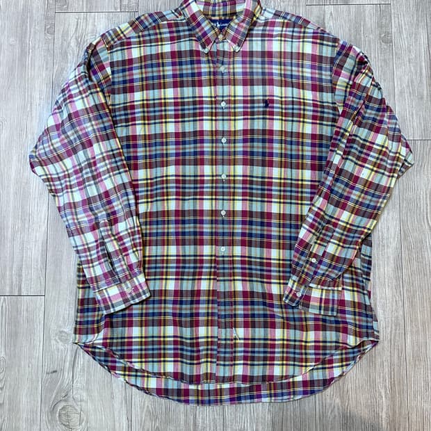 빈티지 폴로 랄프로렌 체크 셔츠 레드