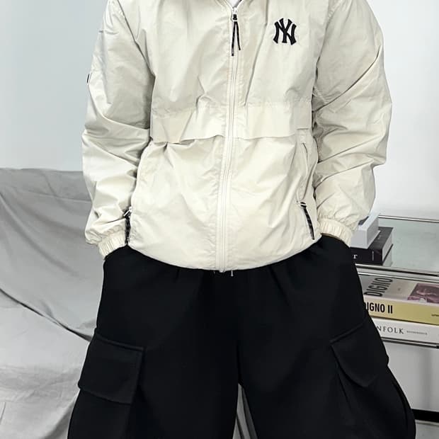 MLB 뉴욕 양키스 크림 후드 바람막이 M