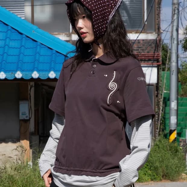 WXT070 모넬로 레이어드 스트라이프 롱슬리브 (BROWN)