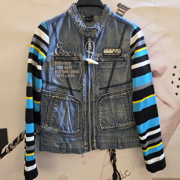EXR Y2K 스트라이프 데님자켓💯