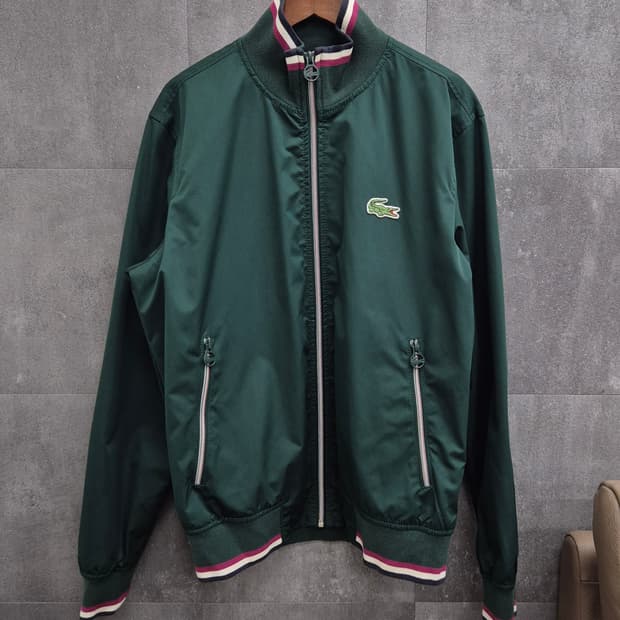 Lacoste / 배색 카라 집업 블루종 48