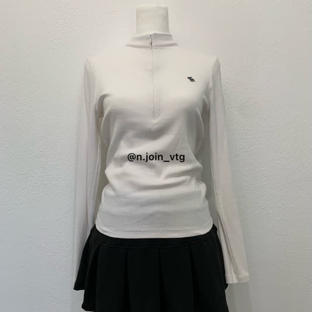 예약) 아베크롬비 헨리넥 반집업 화이트 롱슬리브