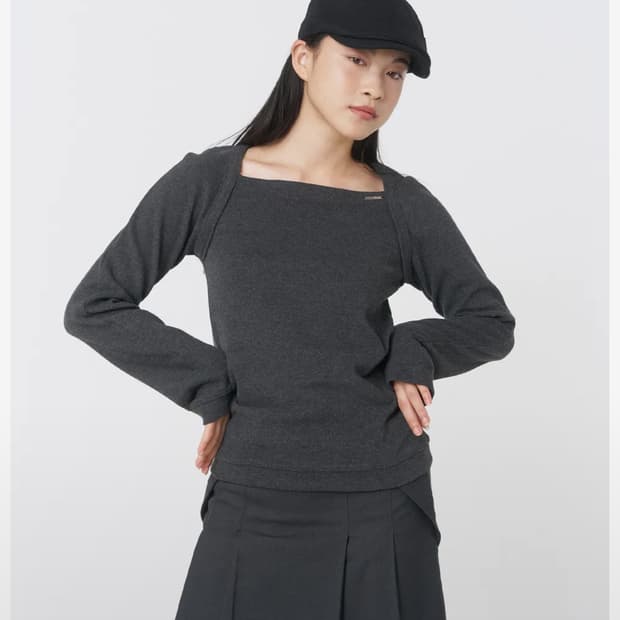 Bolero layered long sleeves CHARCOAL
