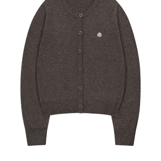 코이세이오 플라워 버튼 가디건 브라운