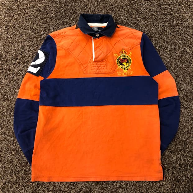 폴로 랄프로렌 배색 럭비 티셔츠 롱슬리브